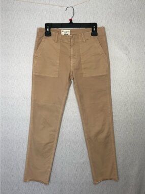 Nili Lotan Women’s Size 4 Slim Straight Jenna Pants Khaki Raw Hem Utility Twill